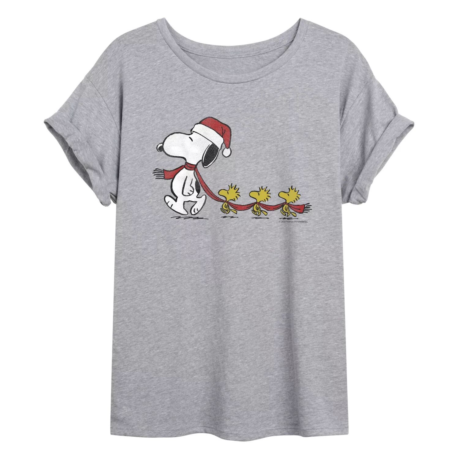 

Футболка с струящимся рисунком Juniors' Peanuts Holiday Pals Licensed Character