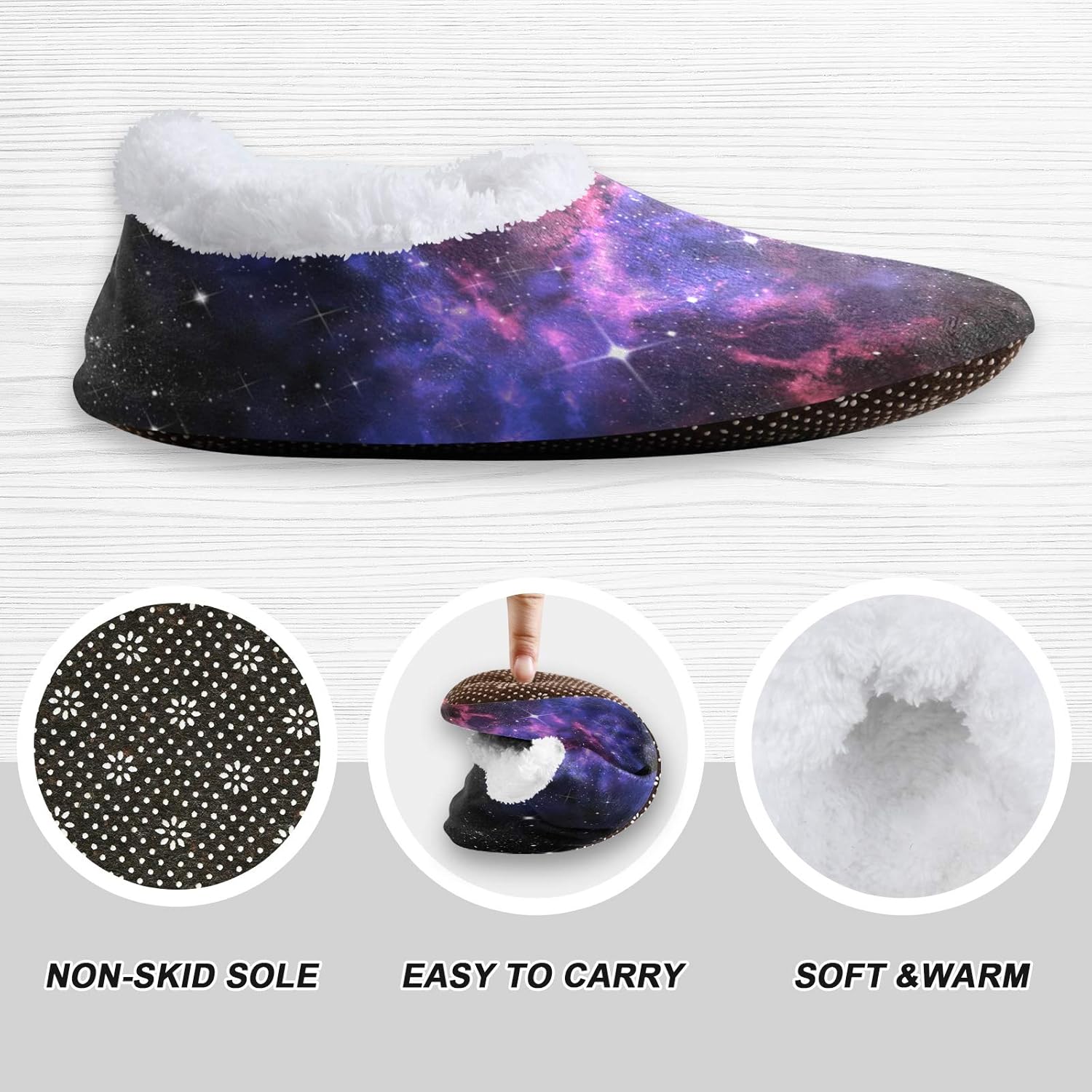 Тапочки Qmxo Universe Galaxy Star Space для женщин и мужчин, женские домашние тапочки из кораллового флиса, тапочки-носки с пушистыми подошвами, домашние тапочки с нескользящей подошвой Hmzxz, Multicoloured — фото 3