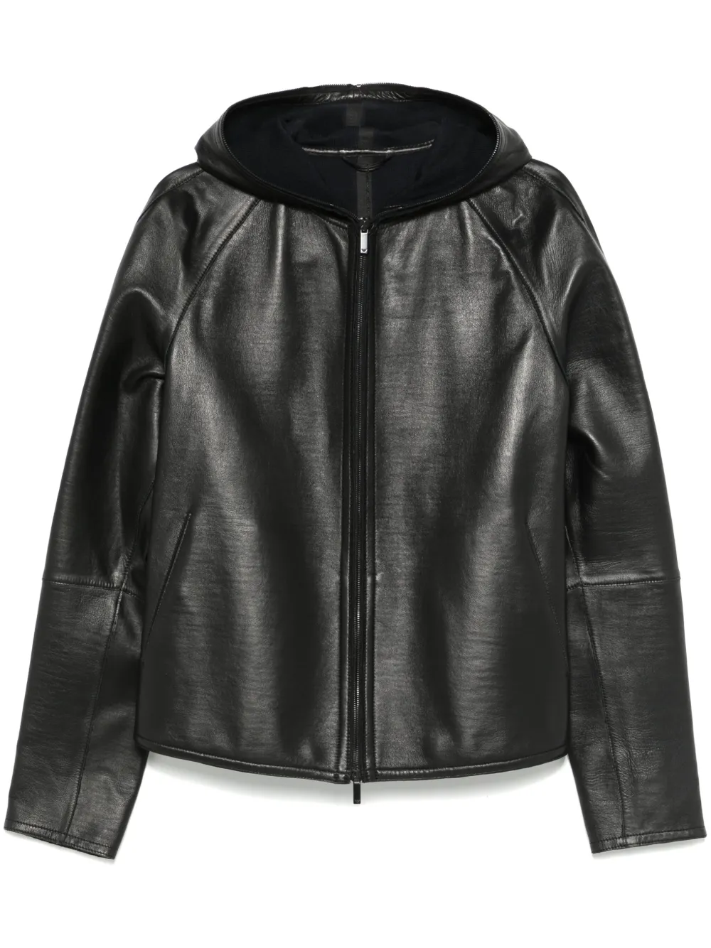 

Кожаная куртка на молнии EMPORIO ARMANI, черный