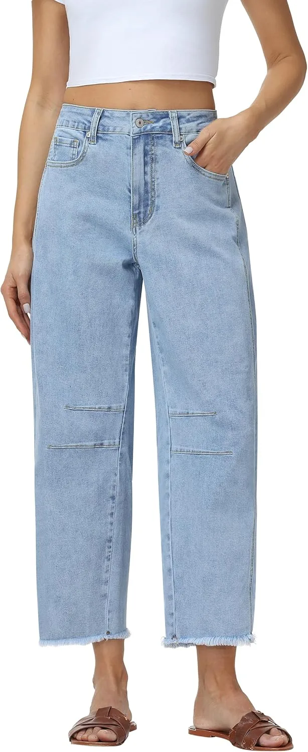 

V VOCNI Barrel Jeans для женщин, высокие, широкие, укороченные