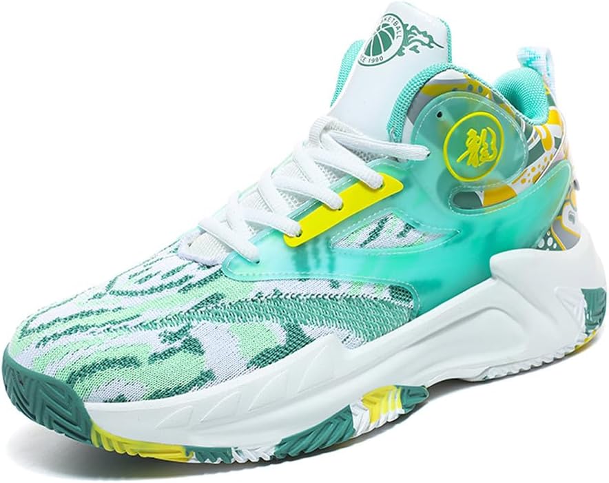 

Унисекс высокие легкие кроссовки с плетением Fly-Weaving для бега, джоггинга и баскетбола для молодежи Welrung, белый/зеленый