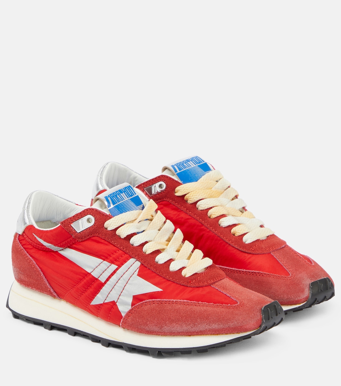 Кроссовки Marathon с отделкой из замши Golden Goose, Red/ Silver