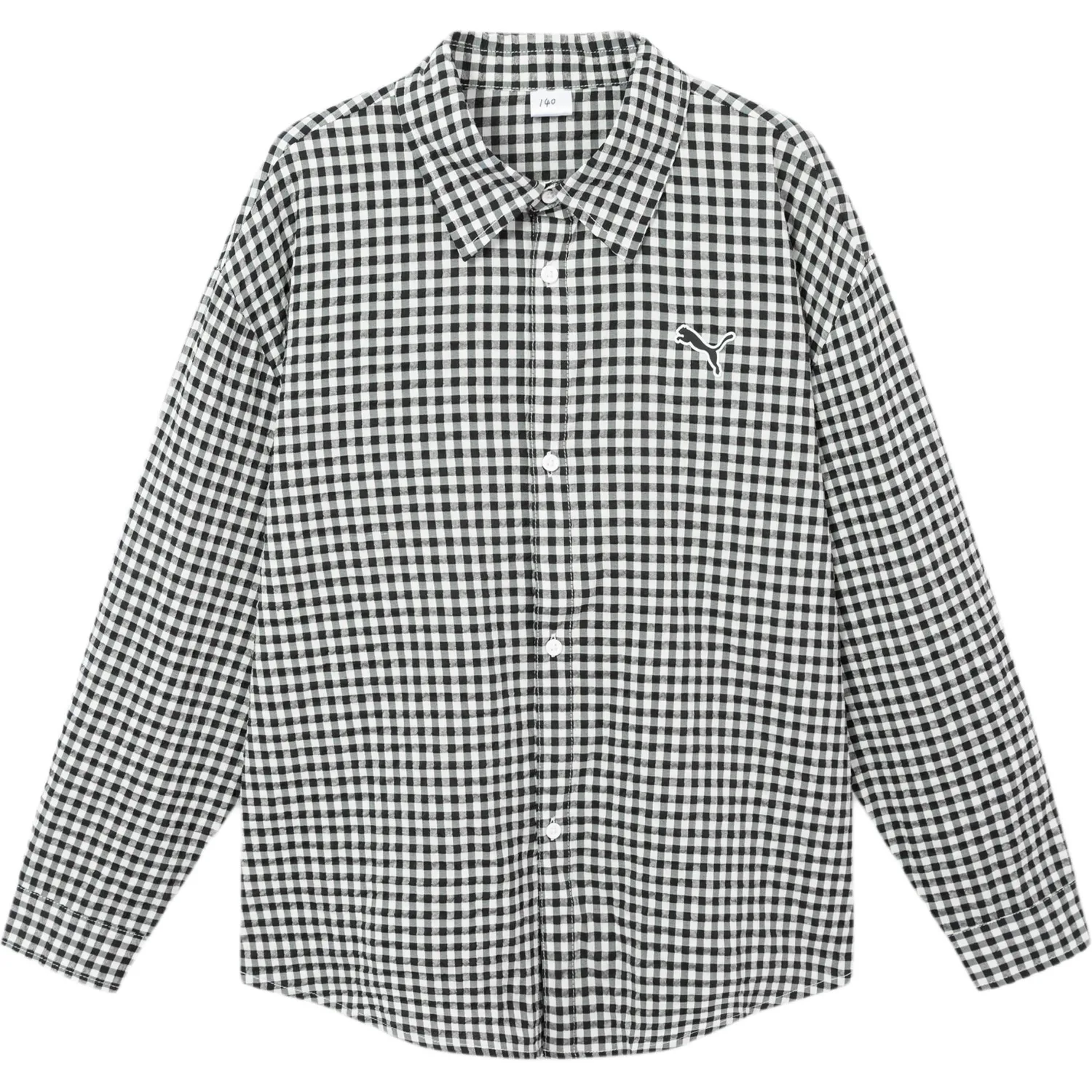Мужская и женская Рубашка с лацканами PUMA, Black White Plaid