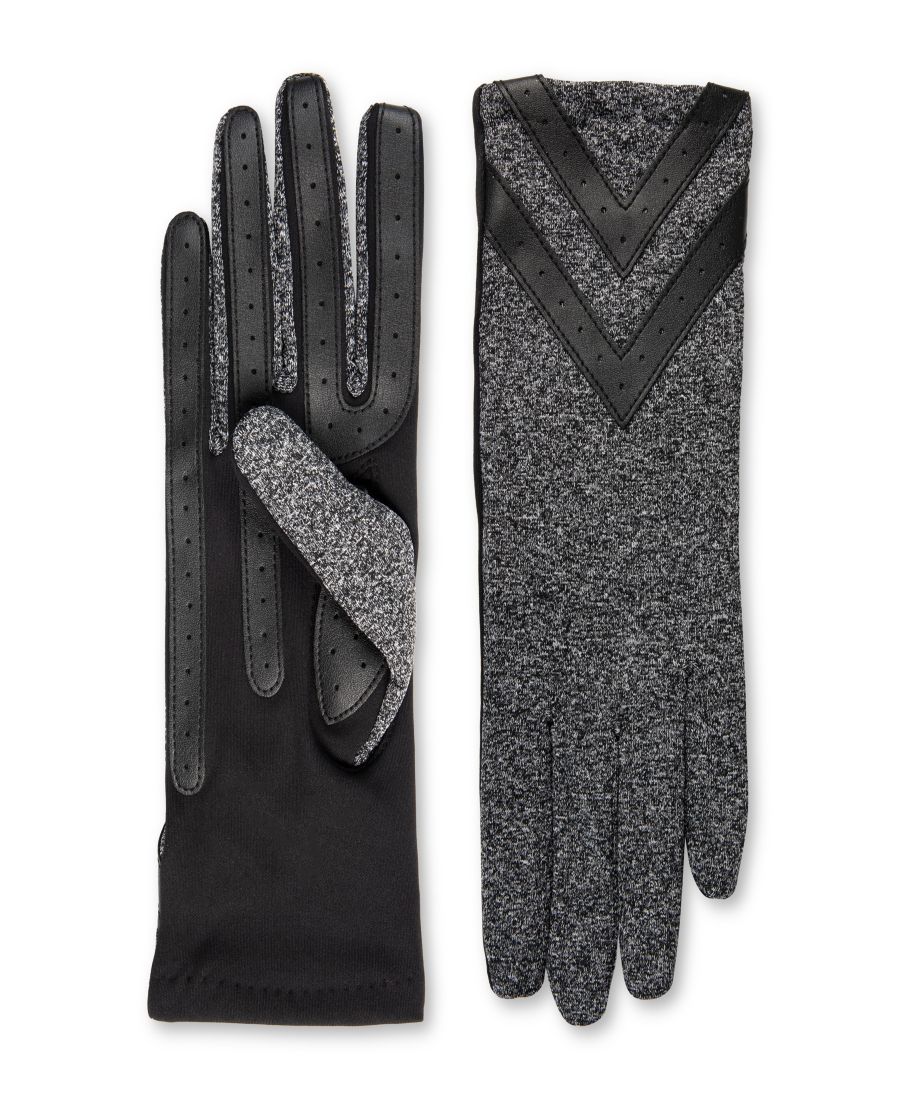 

Женские спандексовые перчатки для работы за сенсорным экраном с шевронным рисунком Isotoner, Black Heather