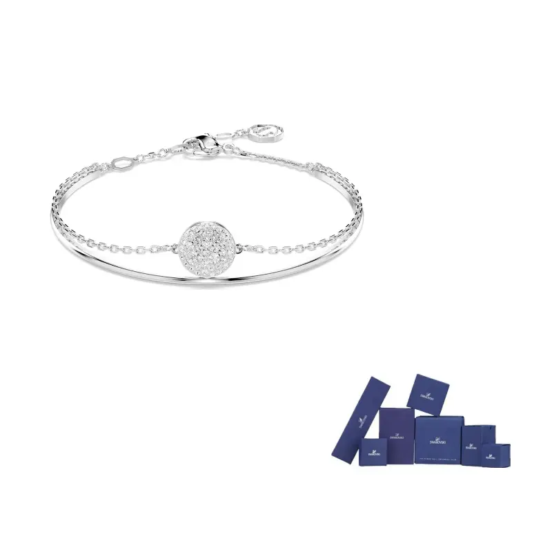 

Swarovski Родированная бижутерия из искусственного хрусталя, браслет женский серебристый