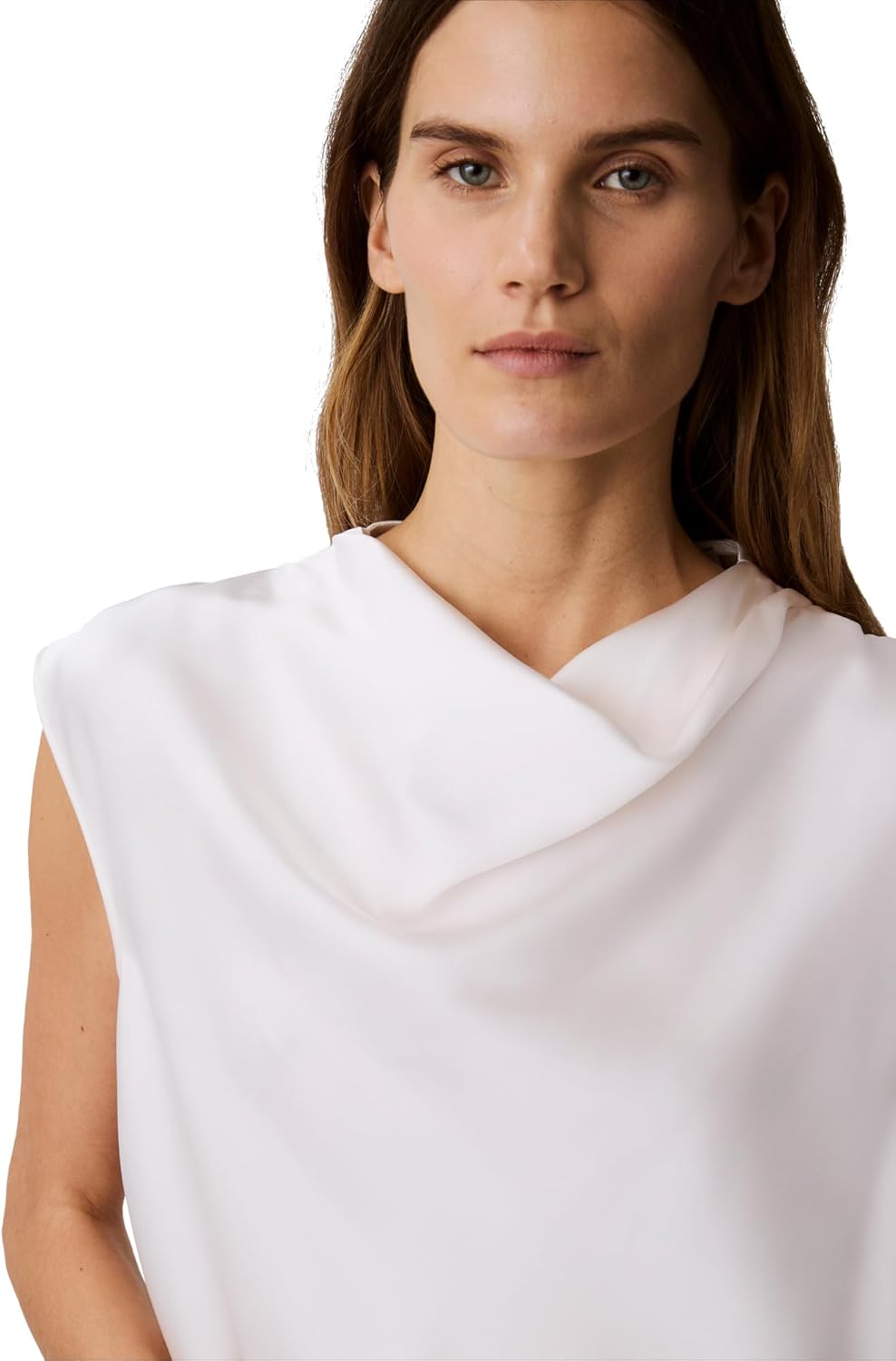 

Женская атласная блузка с воротником-хомут от Calvin Klein Jeans, Sea Salt