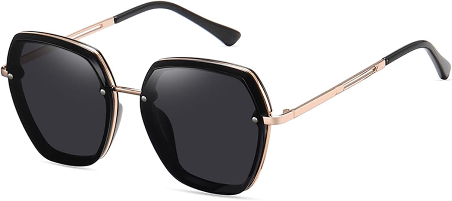 

Женские солнцезащитные очки увеличенного размера с поляризацией – квадратная оправа, защита от УФ-излучения UV400, металл и TR90 – для вождения, путешествий, защиты от солнца Bubmari, A