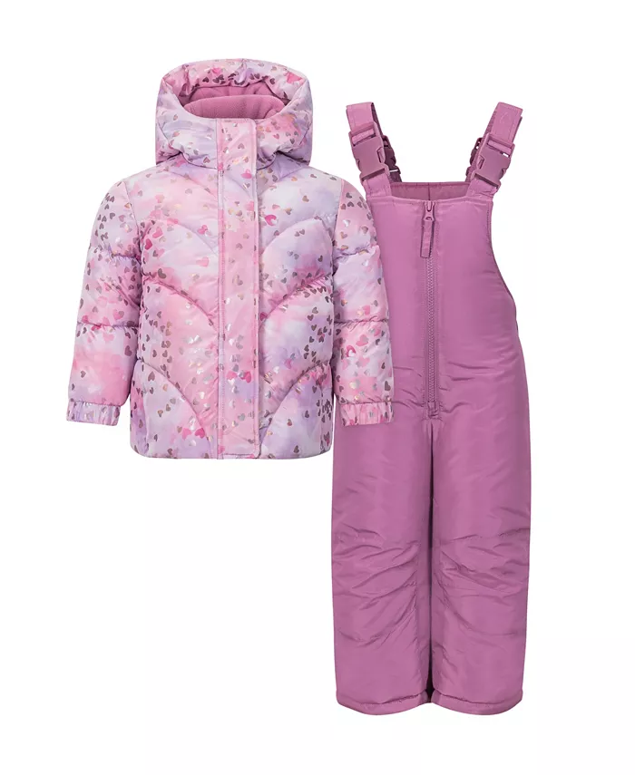 

Детский комплект для девочек из 2 предметов: куртка и лыжные штаны с фольгированным принтом S Rothschild & Co, розовый