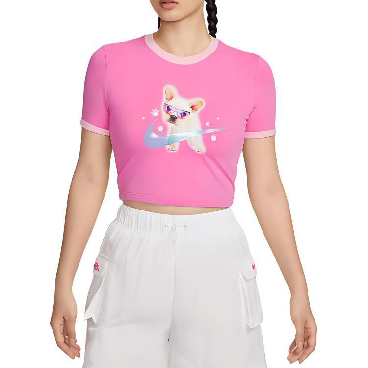 Графическая облегающая укороченная футболка Nike Naughty Pink — фото 4