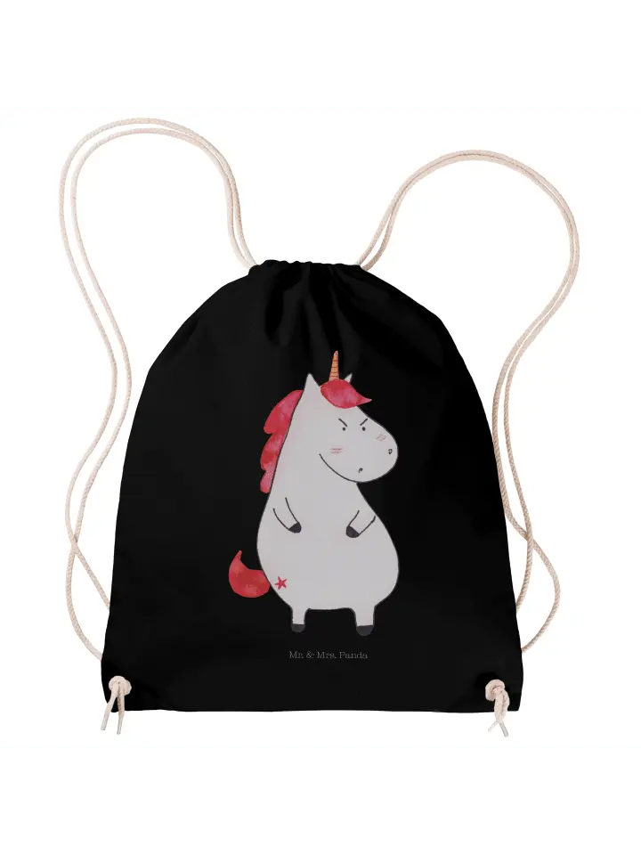 

Спортивная сумка Mr & Mrs Panda Sportbeutel Einhorn Wut ohne Spruch, черный