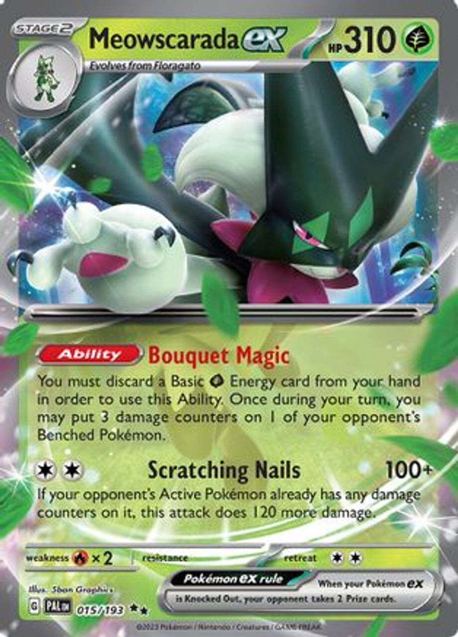 

Карточная игра Meowscarada ex - 015/193 15 - SV02 Paldea Evolved Holofoil