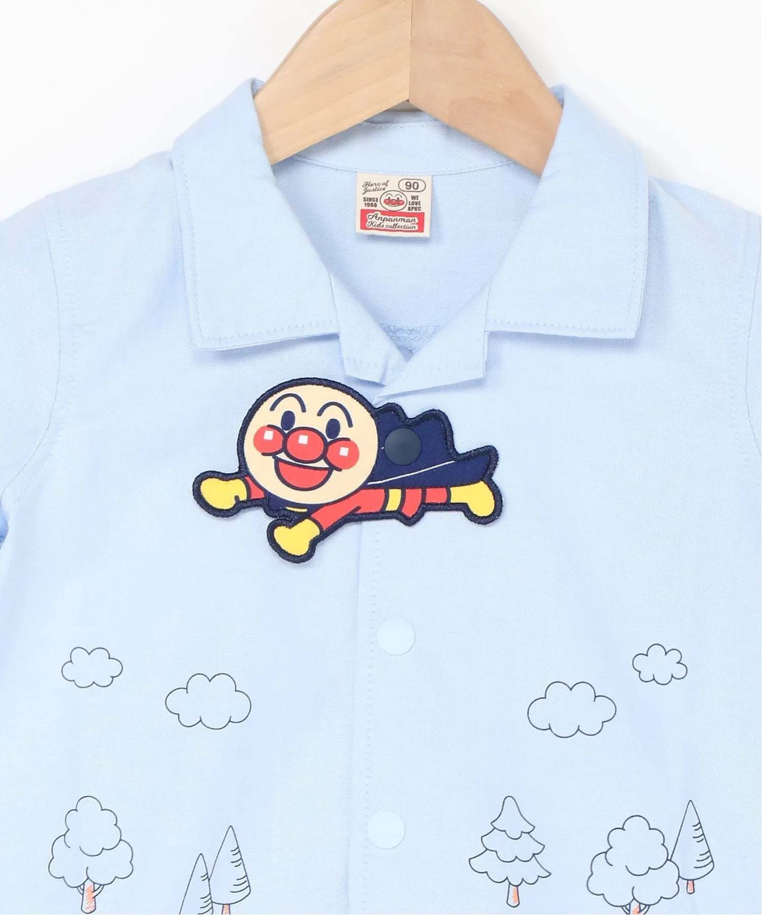Детская коллекция Anpanman / (K) Футболка с коротким рукавом и аппликацией в виде пуговиц Anpanman Anpanman Kids Collection, Saxophone Blue — фото 4