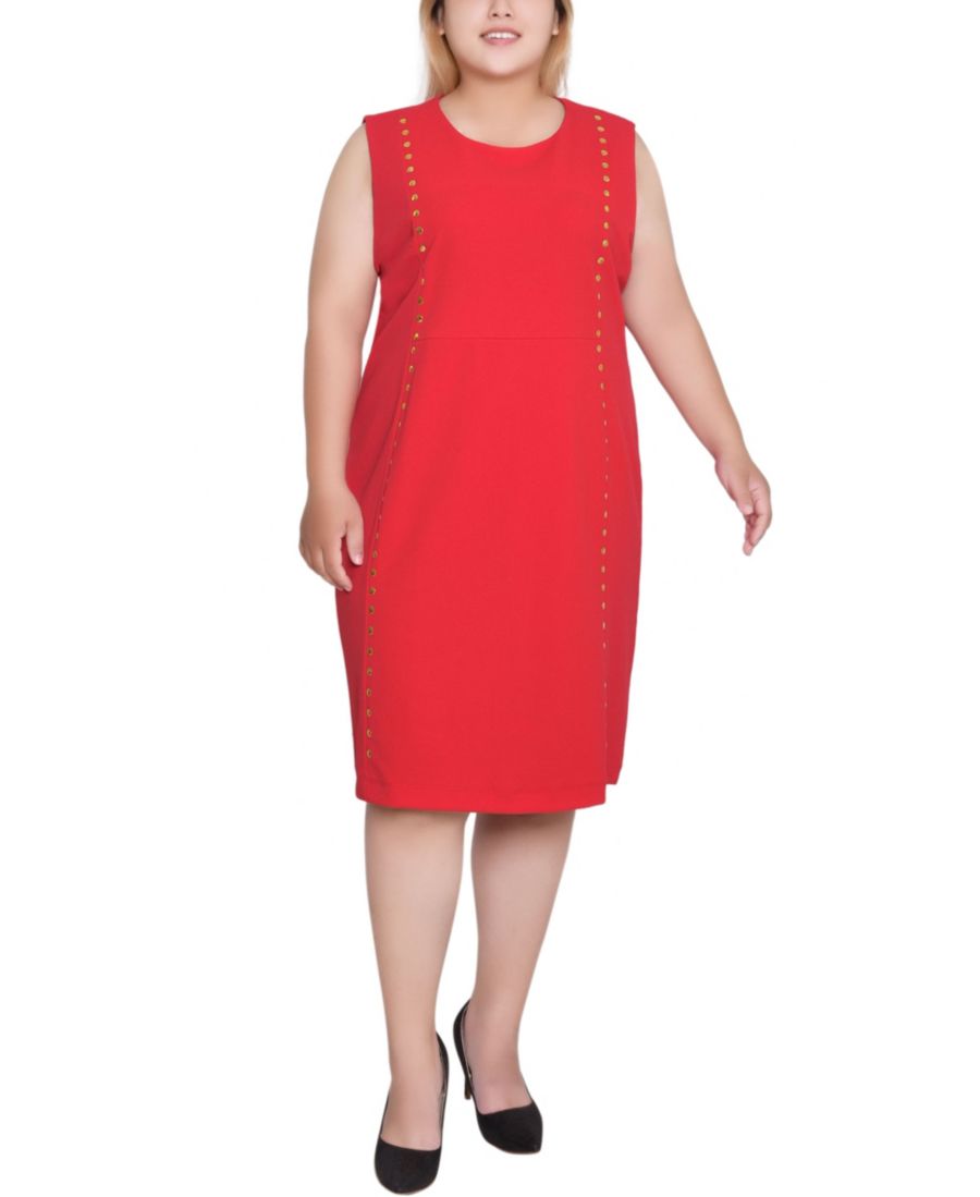 

Платье без рукавов большого размера с заклепками спереди NY Collection, Fire Red