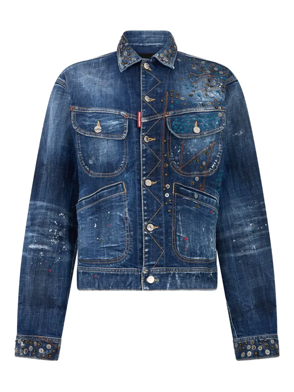 Джинсовая куртка с заклепками DSQUARED2, синий