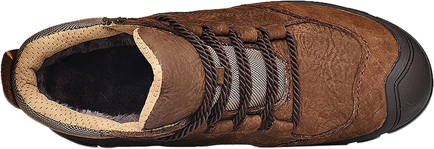 

Мужские теплые ботинки Yiozoi до щиколотки, зимние кожаные рабочие ботинки на шнуровке, высокие, прочные и удобные, для повседневной носки, коричневый