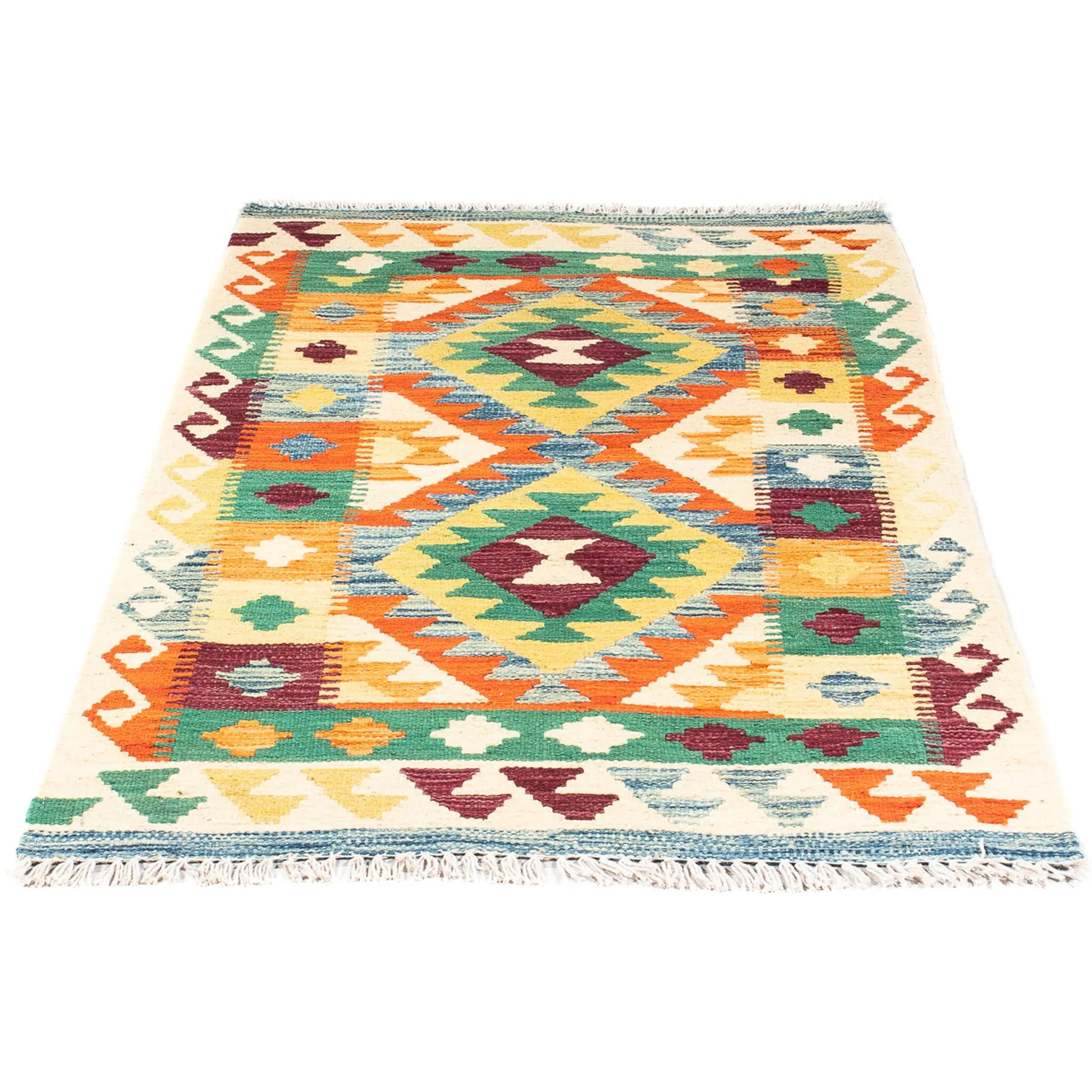 

Шерстяной ковер Morgenland «Kilim - Splash - 124 x 77 см - бежевый», прямоугольный, высота 4 мм, гостиная, уникальное изделие