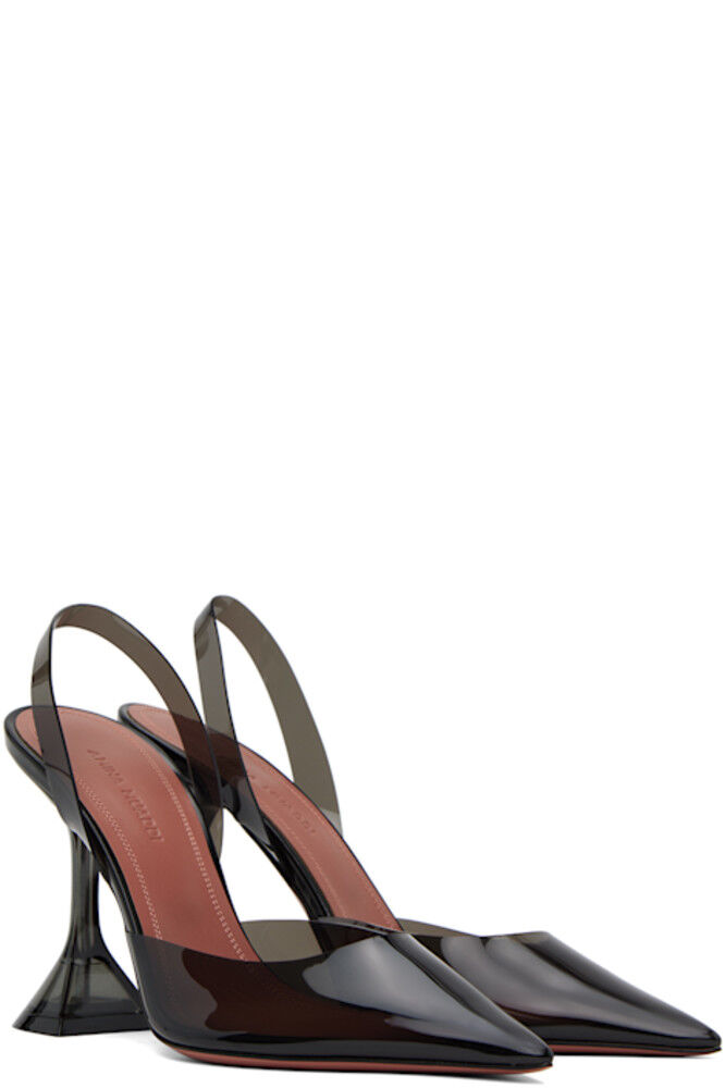Черные туфли Holli Glass Slingback на каблуках Amina Muaddi — фото 4