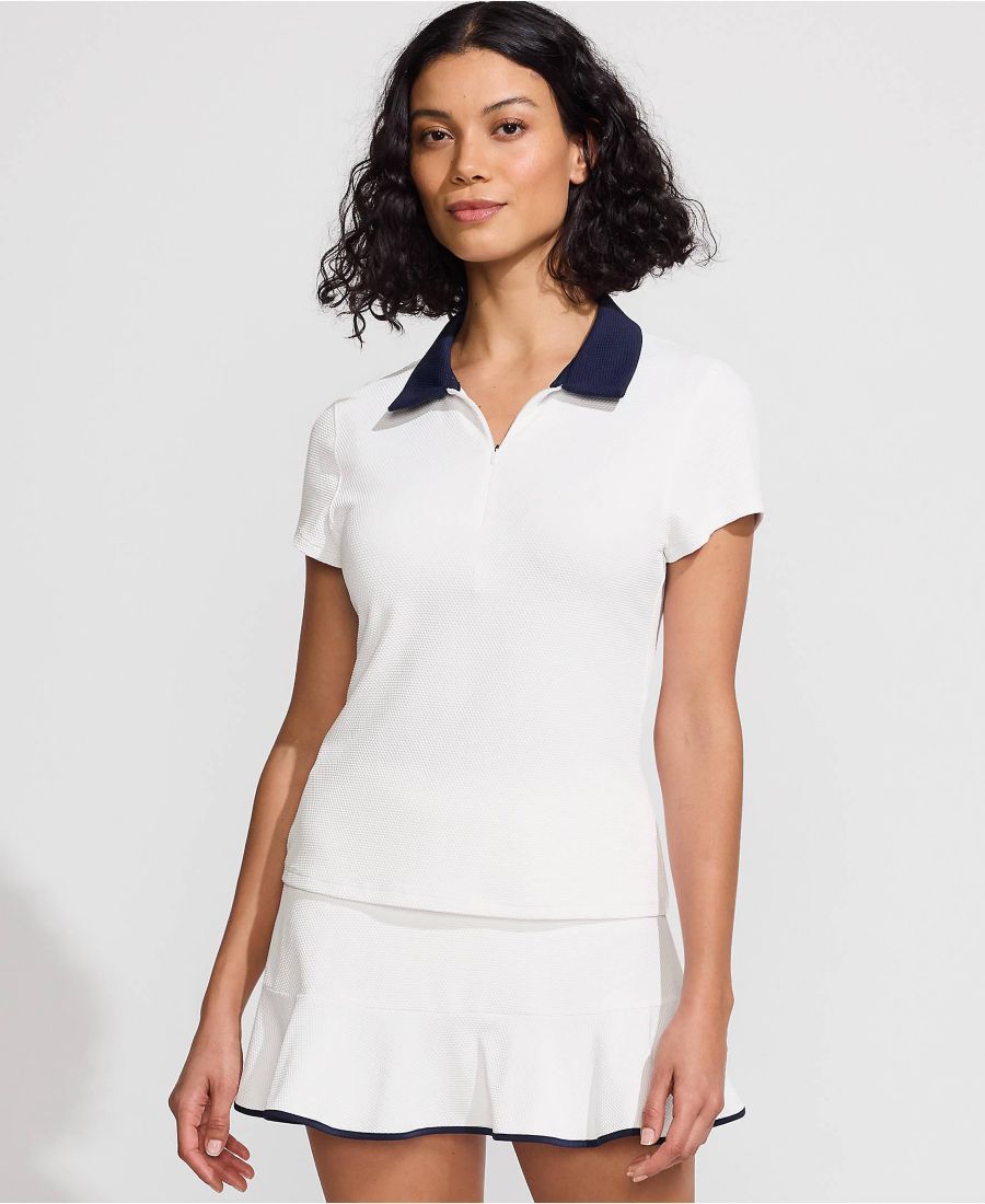 

Женская футболка-рашгард SunShade UPF 50 с коротким рукавом из пике с воротником-стойкой Lands' End, White/deep sea navy, Белый, Женская футболка-рашгард SunShade UPF 50 с коротким рукавом из пике с воротником-стойкой Lands' End, White/deep sea navy