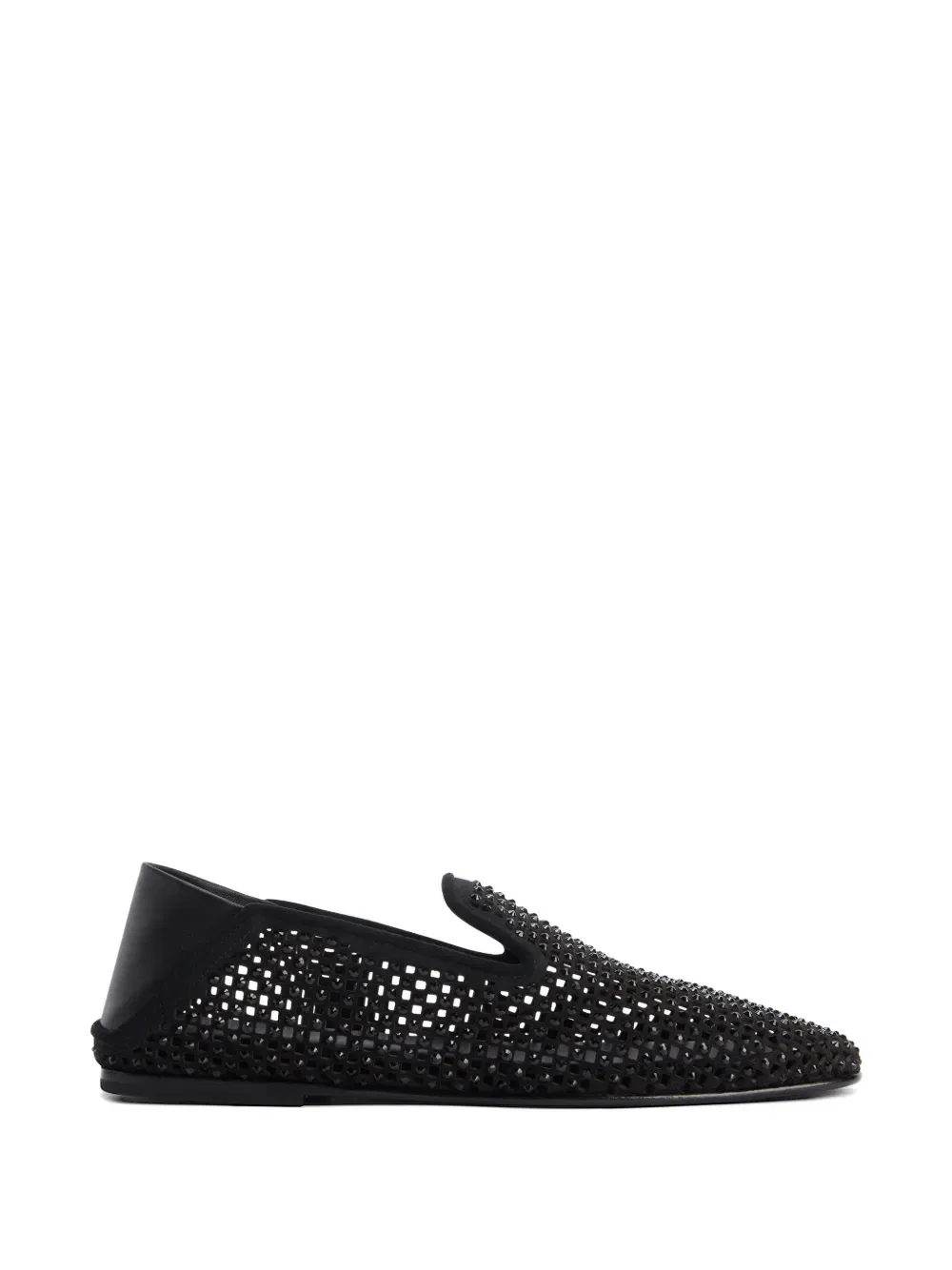 Лоферы с перфорацией и стразами Giuseppe Zanotti, черный