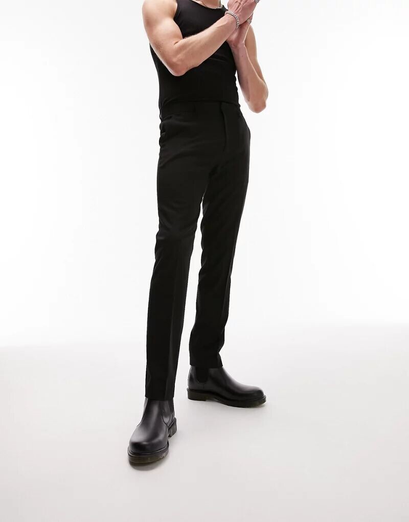 

Черные элегантные брюки узкого кроя Topman