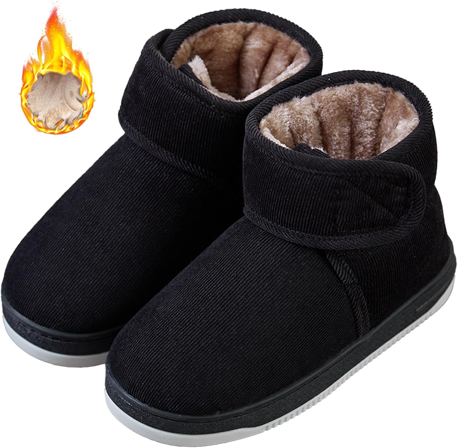 

Унисекс теплые тапочки-ботинки, ботинки с меховой подкладкой, утолщенные обувь, регулируемые кроссовки, ботинки, удобная уличная обувь с противоскользящей подошвой Bumuam, черный