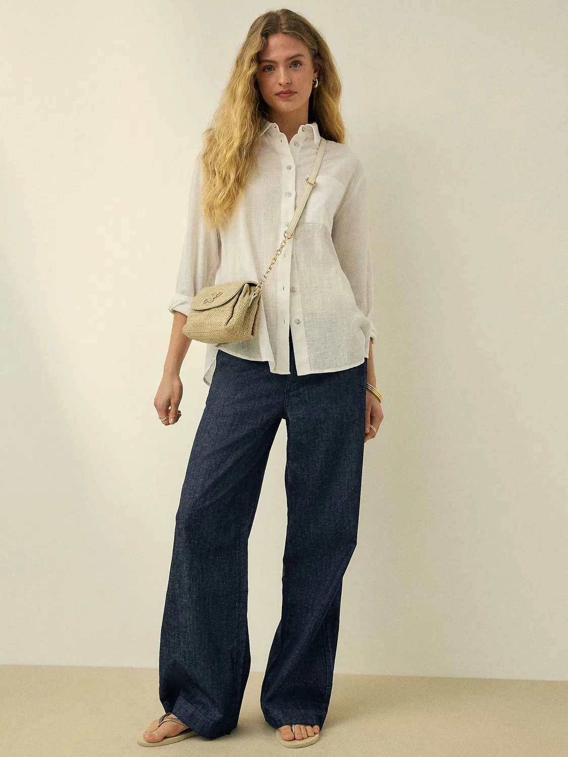 Джинсы Next Wide leg Jeans N. Premium синего цвета — фото 4