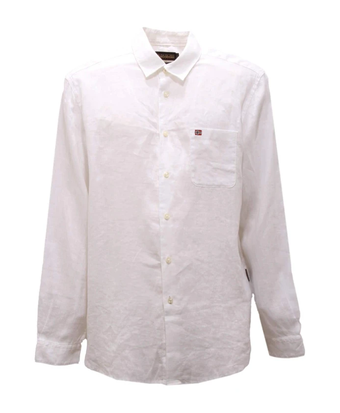 

Льняная рубашка ярко-белого цвета в стиле кретон Napapijri, белый