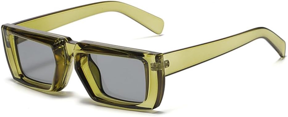 

Винтажные прямоугольные солнцезащитные очки для женщин в стиле панк, солнцезащитные очки в маленькой оправе для мужчин, модные очки UV400, стильные очки generic, Green-black