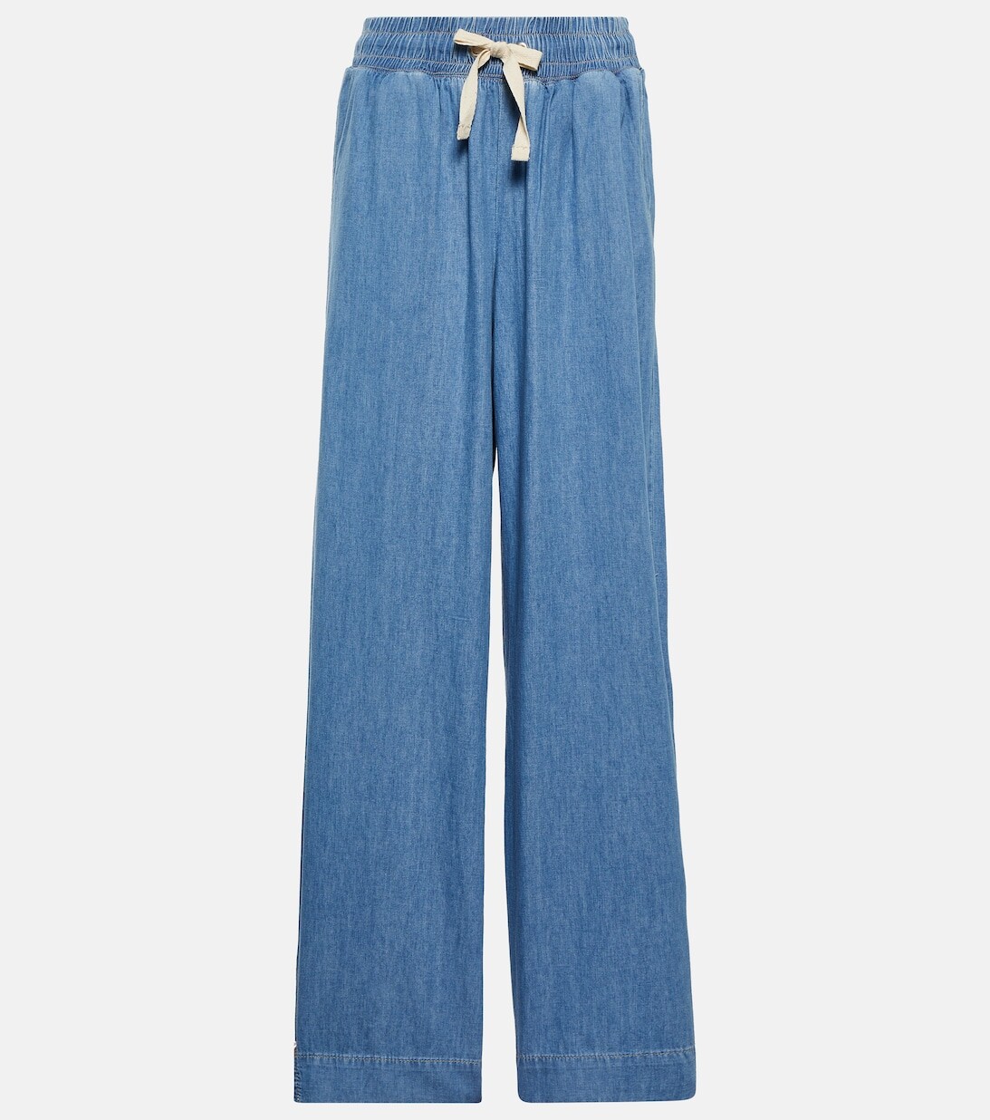 

Брюки из хлопка и льна с кулиской FRAME, синий