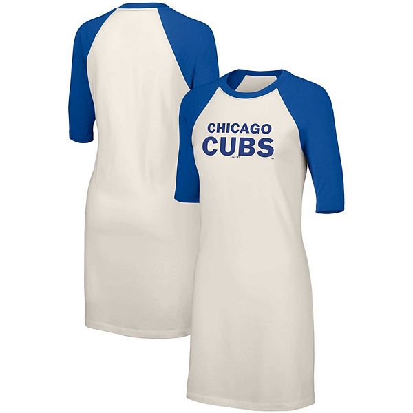 

Женское белое платье-футболка chicago cubs nettie raglan с коротким рукавом tri-blend Lusso