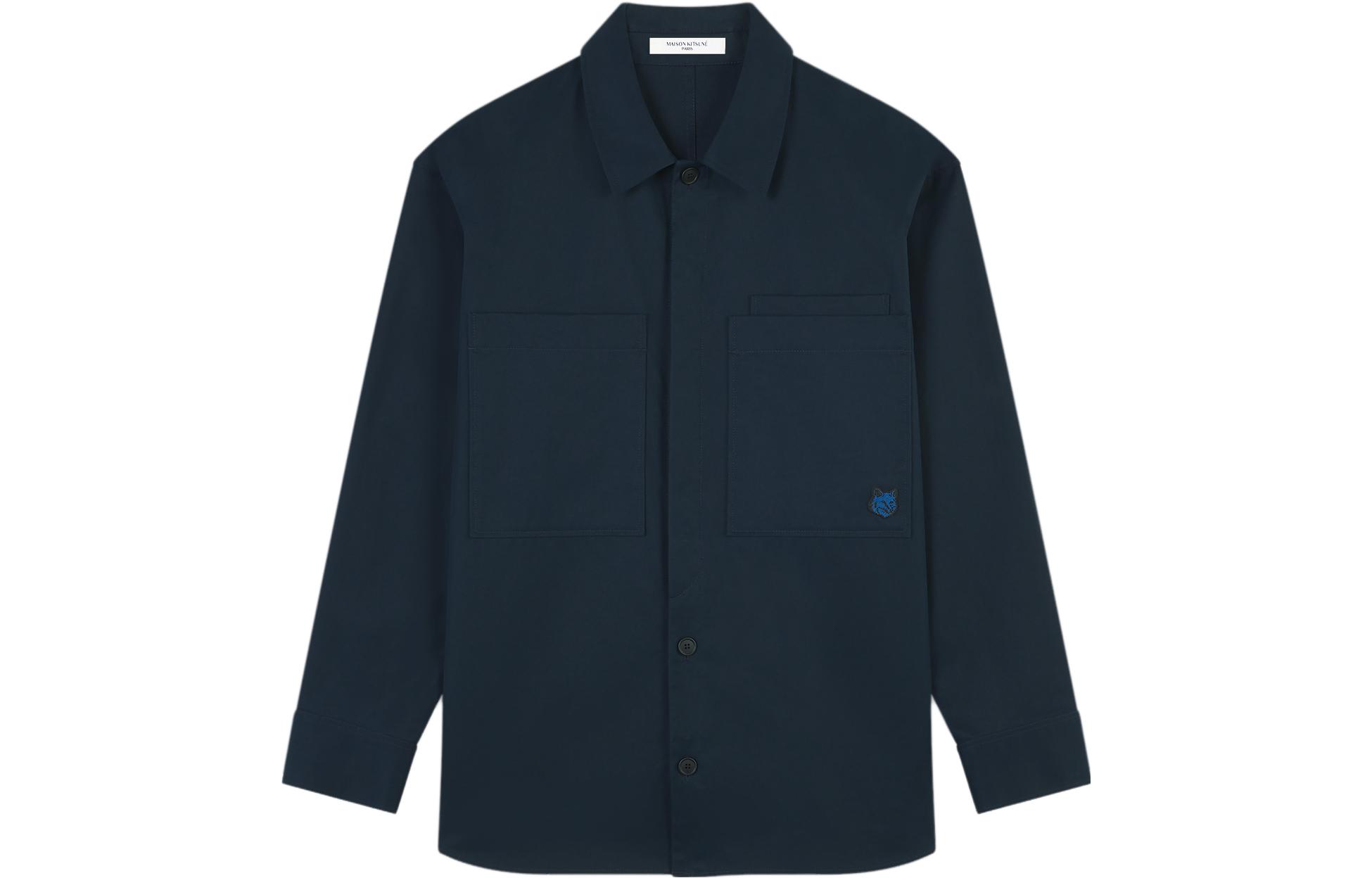 

Maison Kitsune Рубашка мужская Ink Blue с квадратным воротником, умеренная посадка