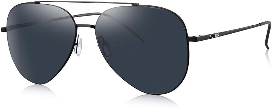 

Легкие металлические классические солнцезащитные очки-авиаторы BOLON с поляризованными линзами для мужчин и женщин, диаметр линз 59 мм, эксклюзивный бренд очков EssilorLuxottica, Matte Black/Blue Grey Polarized Bl8010