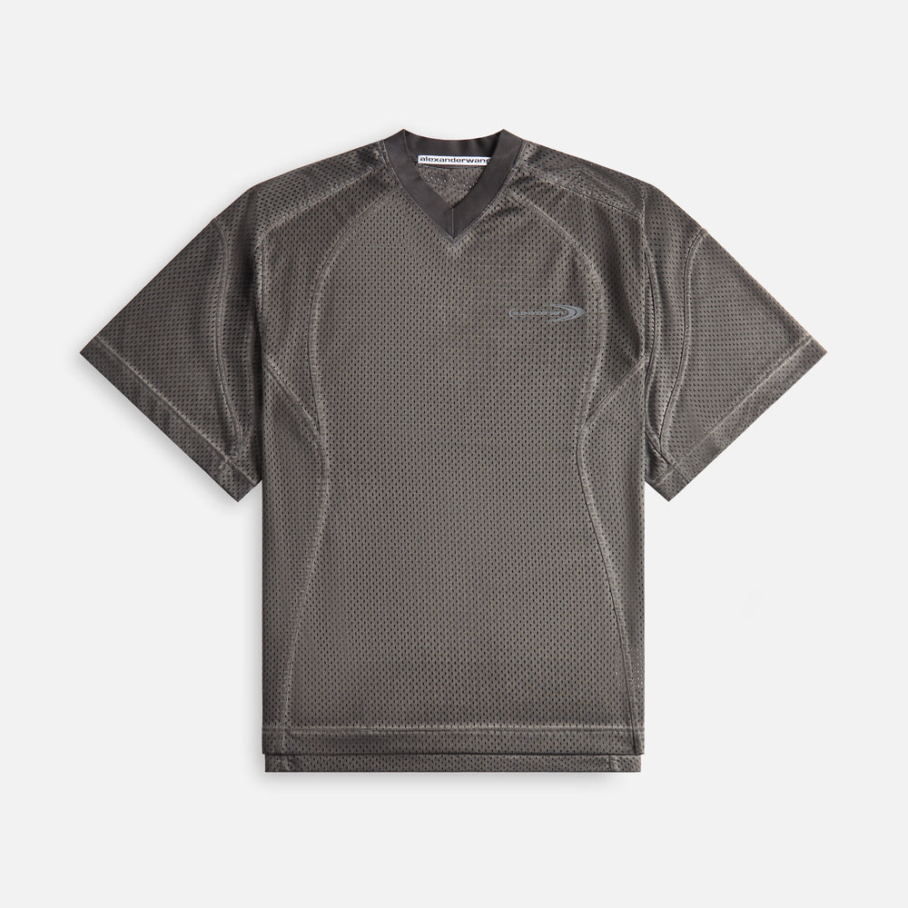 

Футболка T by Alexander Wang Rib Collar Shirt, цвет Washed Fossil