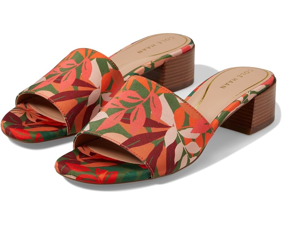 

Туфли Cole Haan Calli Single Band Block Heel Sandal 40 mm, цвет Multi Leaf Print
