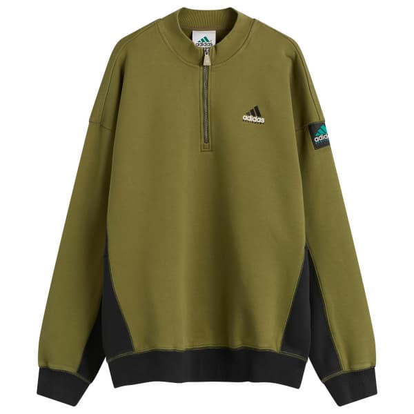 

Флисовая куртка Eqt с половинной молнией Adidas, focus оливковый & черный