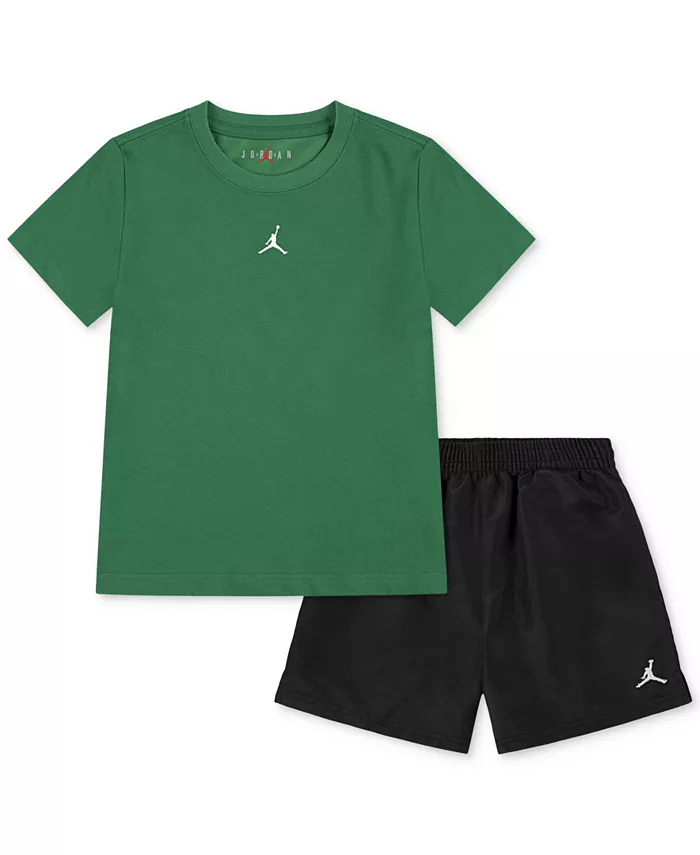 

Детский комплект для мальчиков Jordan: футболка Dri-FIT Jumpman Woven Play и шорты из сетки, 2 предмета Macy's, черный
