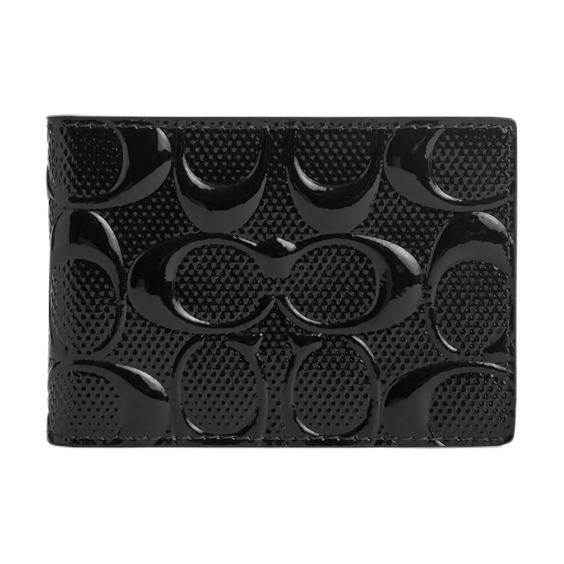 

Миниатюрный компактный кошелек из лаковой кожи черный женский COACH