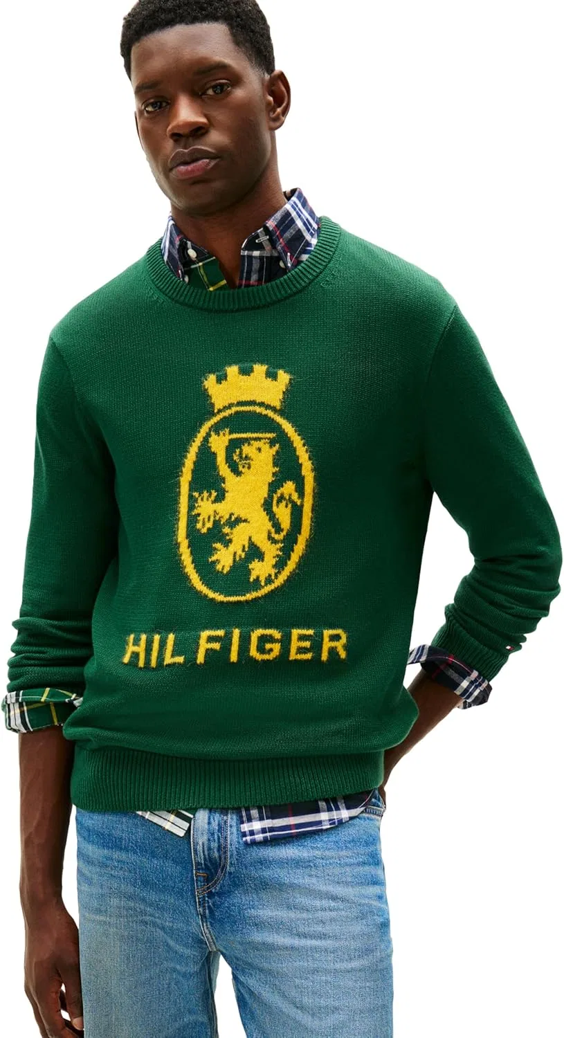 Толстовка Tommy Hilfiger мужская хлопковая с логотипом, легкая, зеленый/желтый