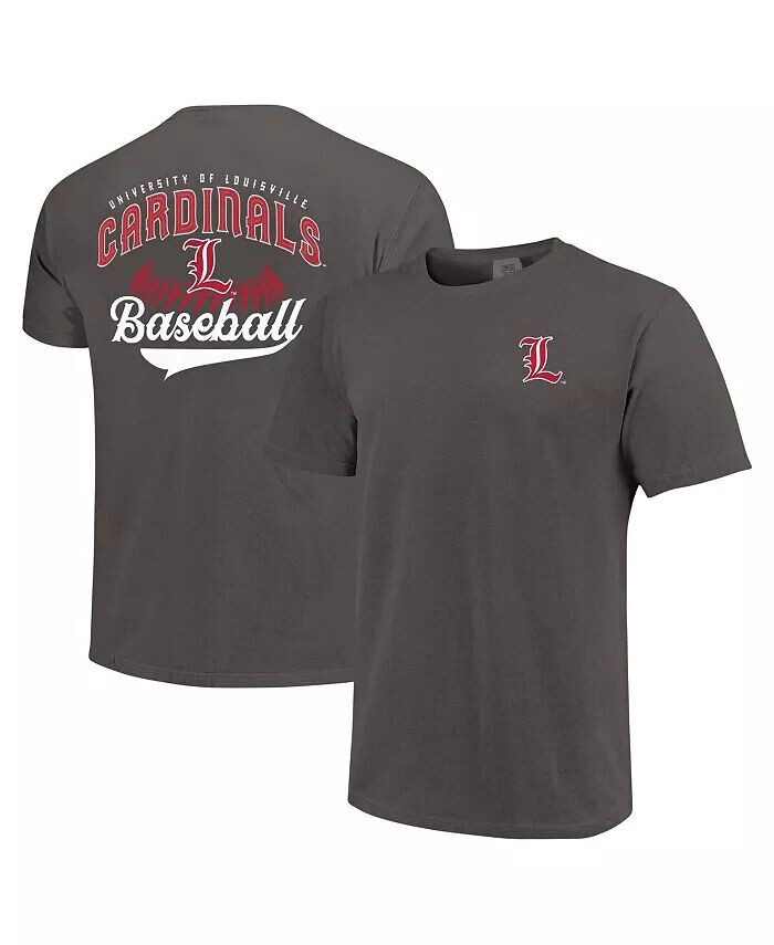 

Мужская графитовая футболка Louisville Cardinals Baseball Comfort Colors Image One, серый