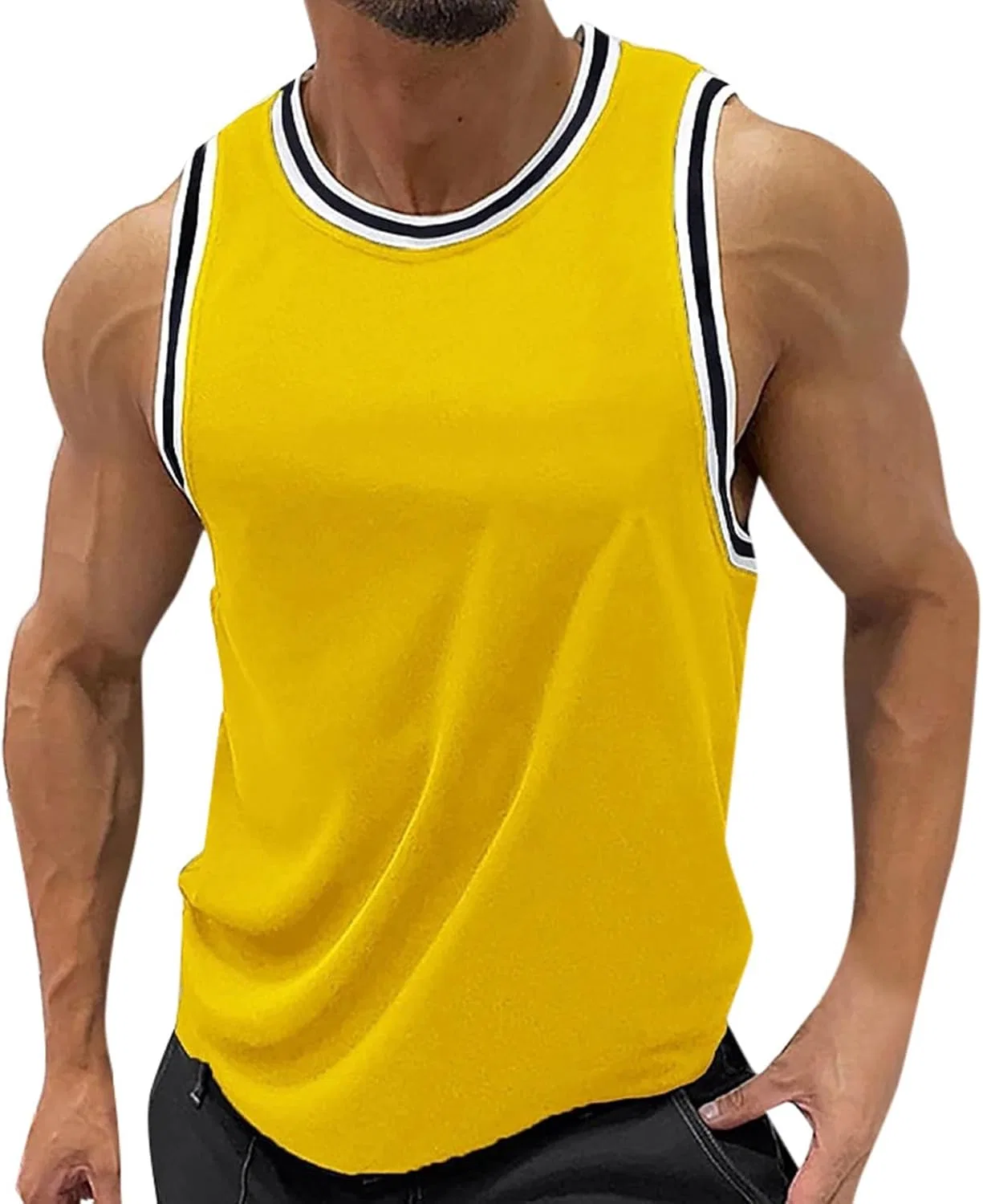 Мужской топ без рукавов, I-neck, Generic, жёлтый