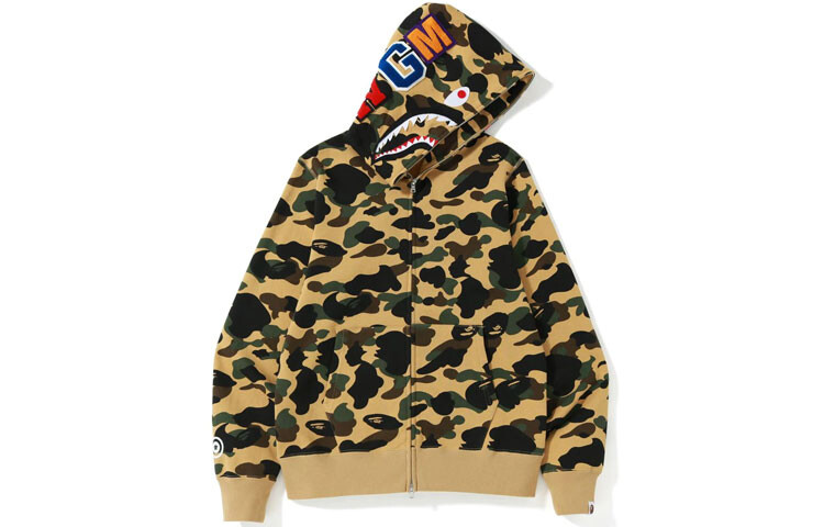 BAPE 1st Camo Shark Толстовка с капюшоном на молнии FW22 A Bathing Ape, зеленый — фото 3