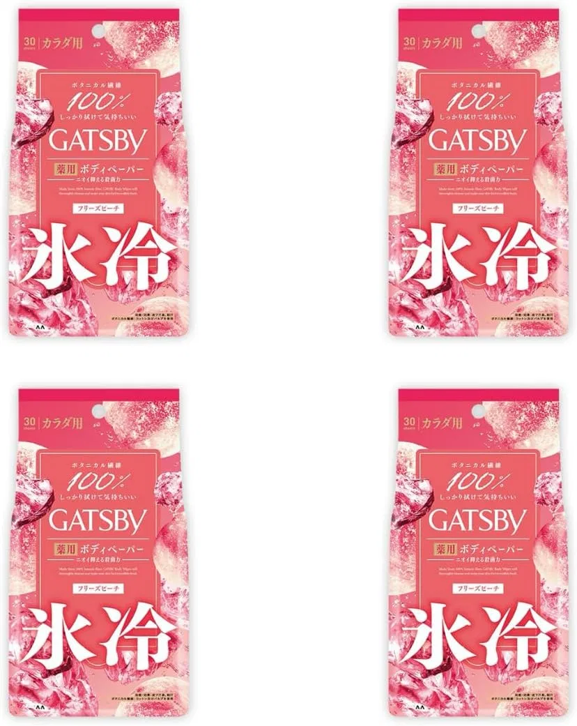 Дезодорант-салфетки Gatsby Ice Deodorant Body Paper N, набор 4 шт., аромат замороженного персика, 30 листов