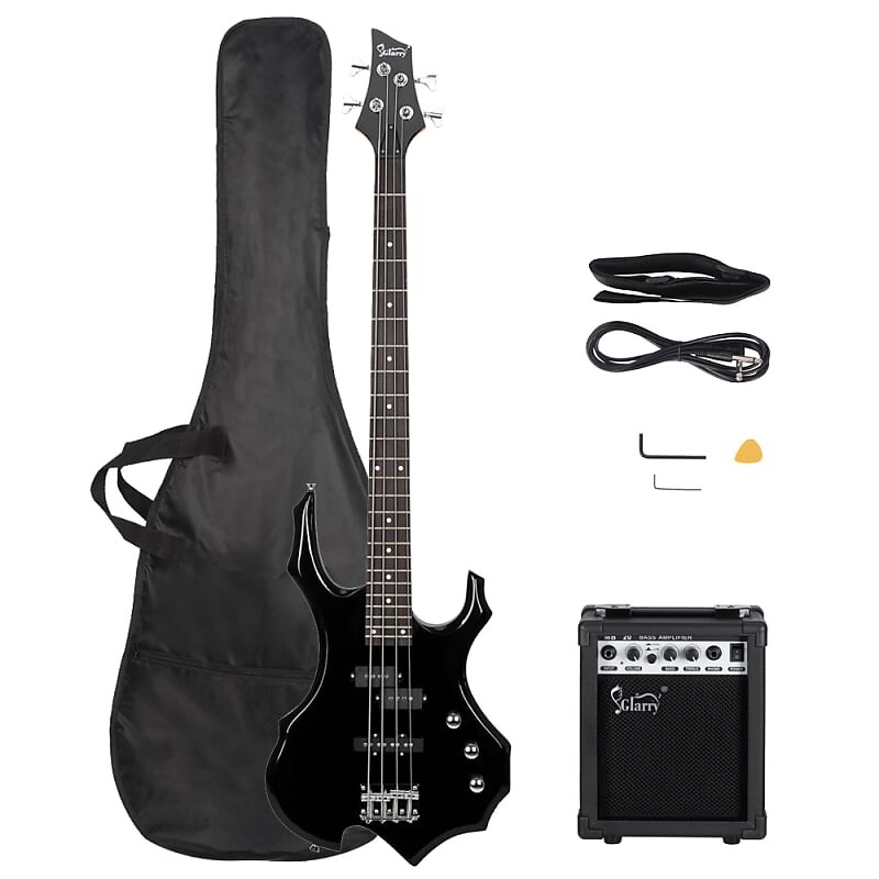 

Басс гитара Glarry Burning Fire Electric Bass Guitar Full Size 4 String w/20W Amplifier Black