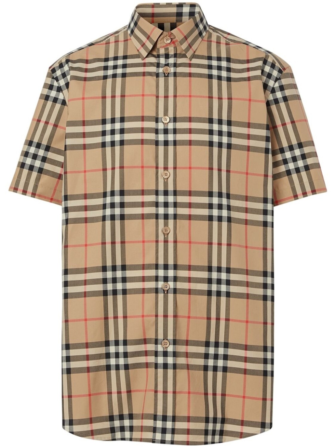 

Burberry поплиновая рубашка в клетку с короткими рукавами, нейтральный цвет