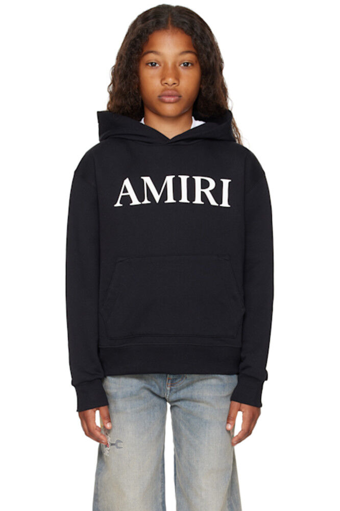 

Детская черная толстовка с капюшоном с логотипом «AMIRI»