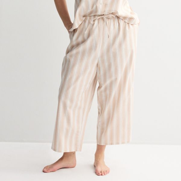 

Пижамные брюки из льняной ткани больших размеров Sonoma Goods For Life, цвет beige stripe