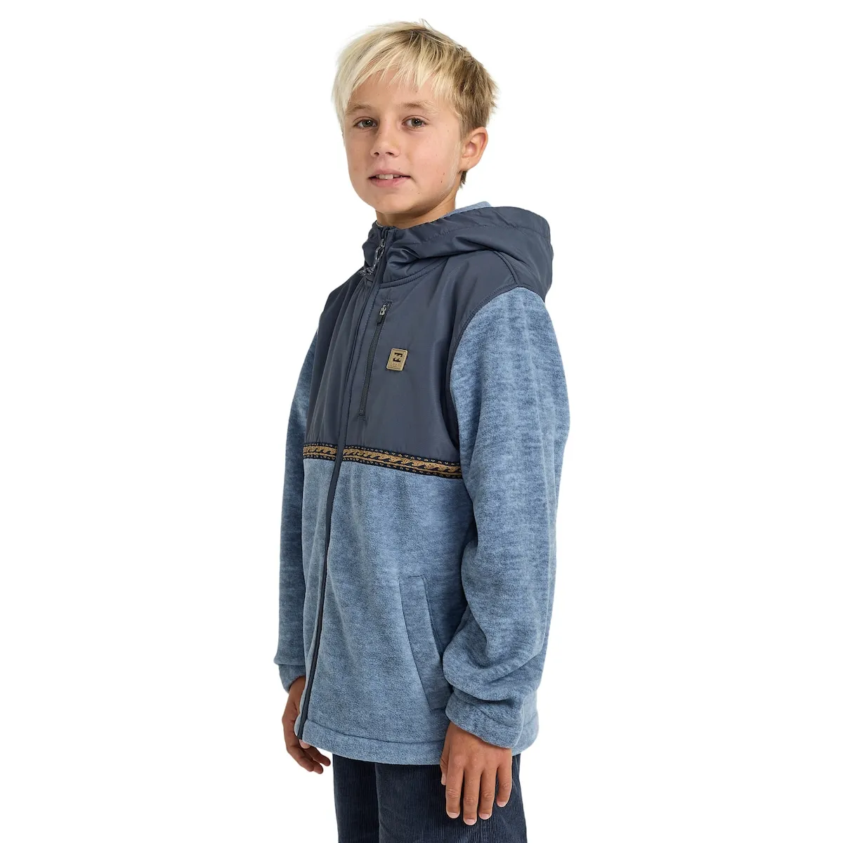 Детская флисовая кофта с молнией Boundary Lite Billabong, синий/серый — фото 3