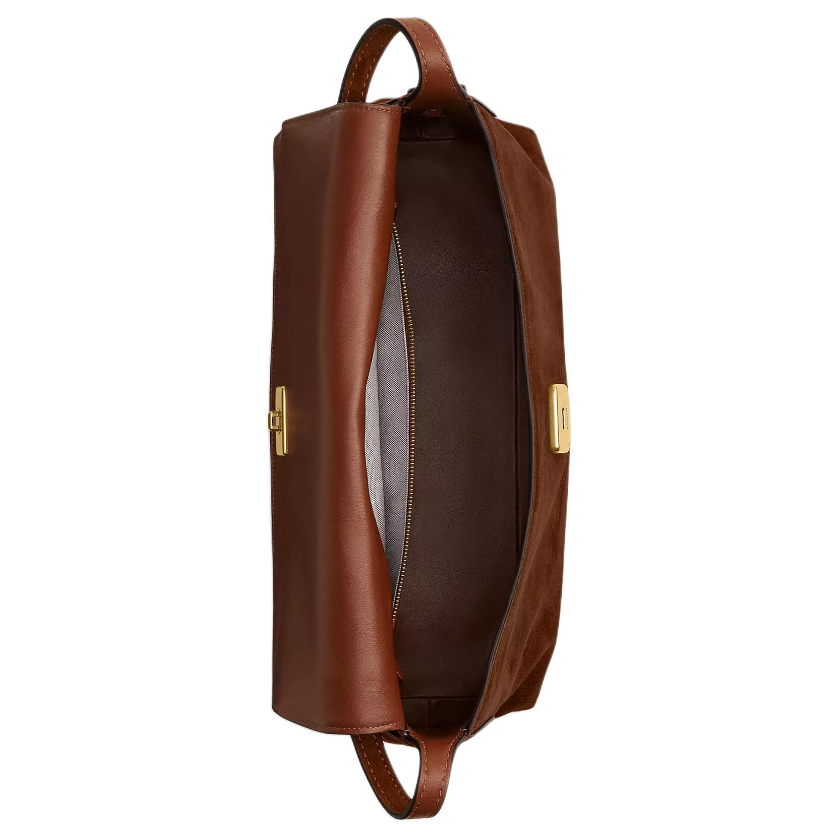 

COACH Челси кожаная плечевая сумка большая женская теплый коричневый