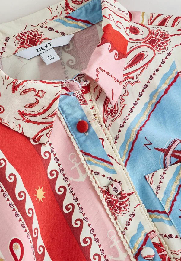 Платье-Рубашка прямого кроя с короткими рукавами и поясом на талии Next, Red/Blue Bandana Printed — фото 2