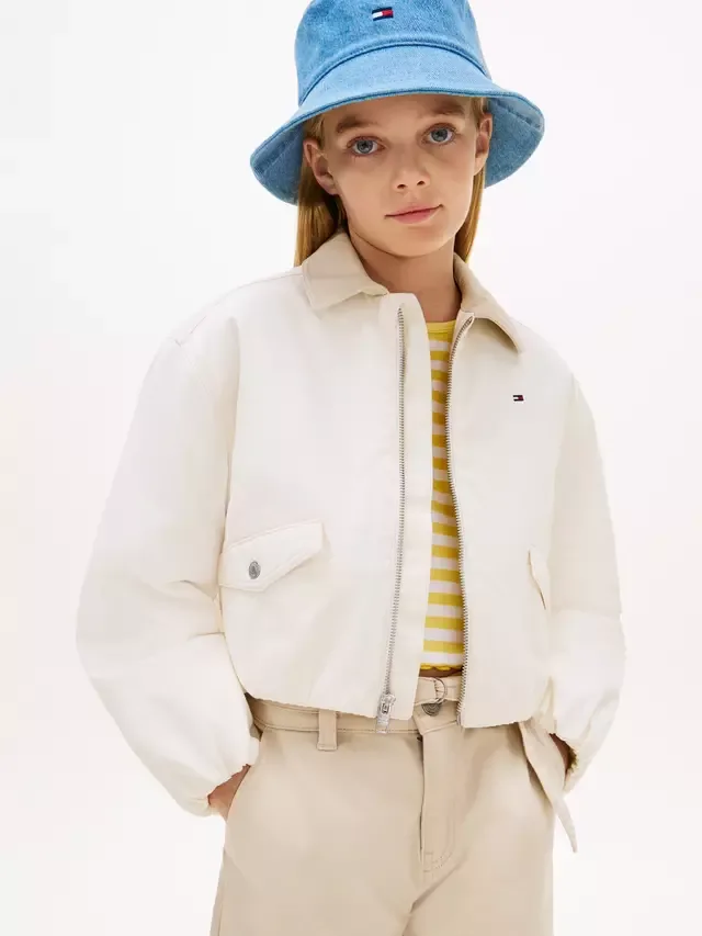 Детская хлопковая свободная куртка, бежевая Tommy Hilfiger